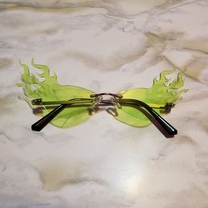 🔥NEW Lime Green Fire Flame Sunglasses🔥